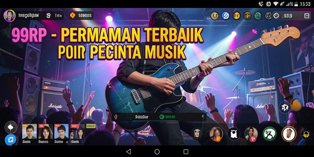 Tampilan gameplay 99RP yang seru dengan berbagai mode permainan musik.