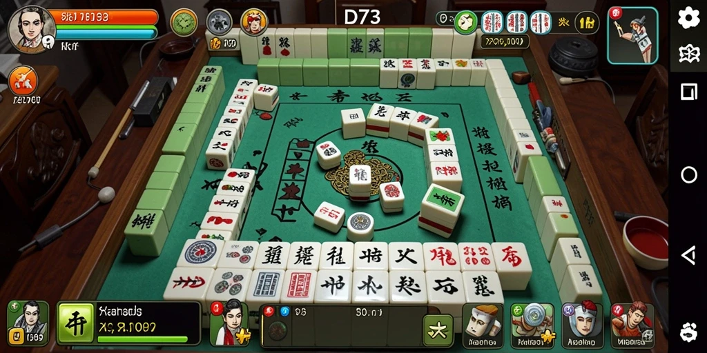 Tampilan gameplay seru D73 yang penuh tantangan Mahjong.