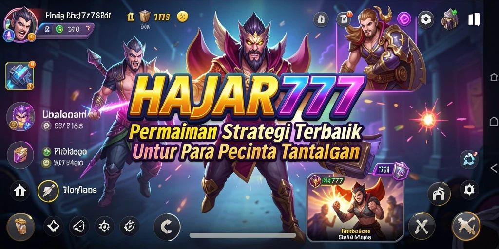 Tangkapan layar utama gameplay HAJAR777 yang menunjukkan strategi epik.