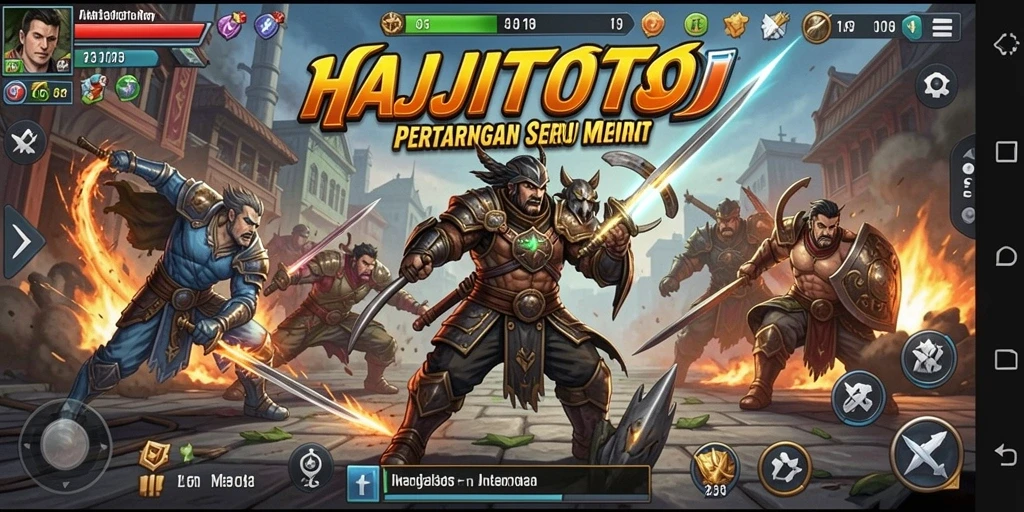 Gameplay seru HAJITOTO dengan pertarungan mendebarkan.
