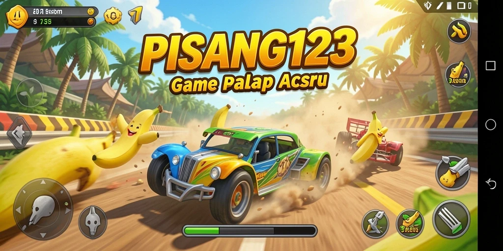 Tampilan gameplay PISANG123 yang mendebarkan di lintasan balap.