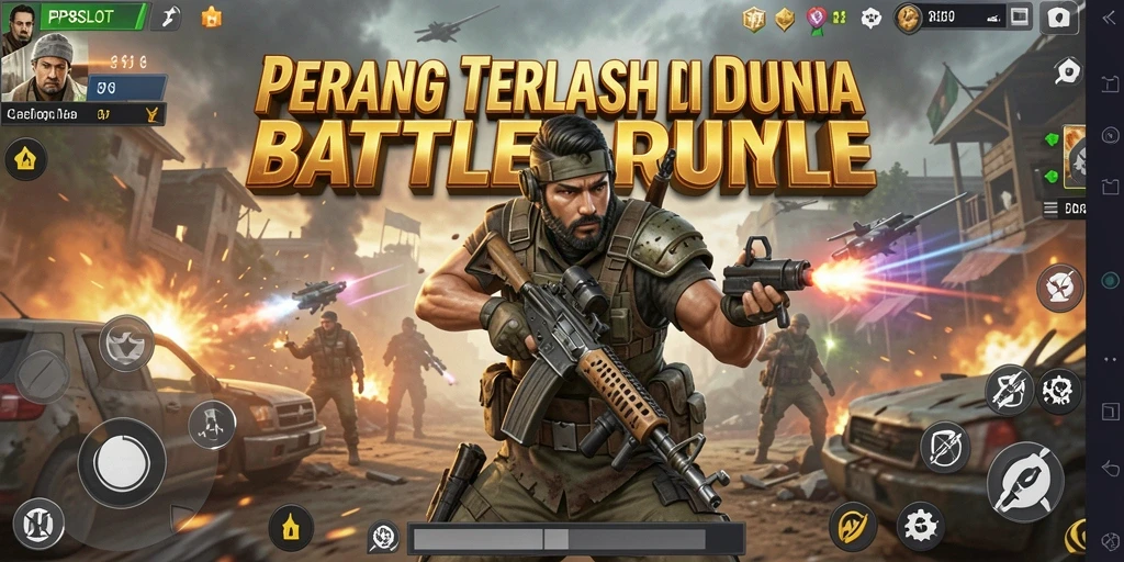 Tangkapan layar menunjukkan aksi intens dalam PP8SLOT di medan pertempuran.