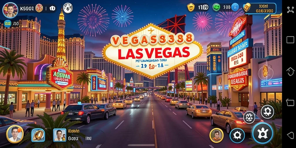 Screenshot gameplay yang menunjukkan petualangan seru di Las Vegas.
