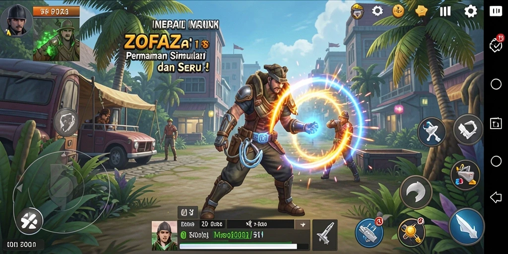Tampilan gameplay ZOFAZA yang memukau dan interaktif.